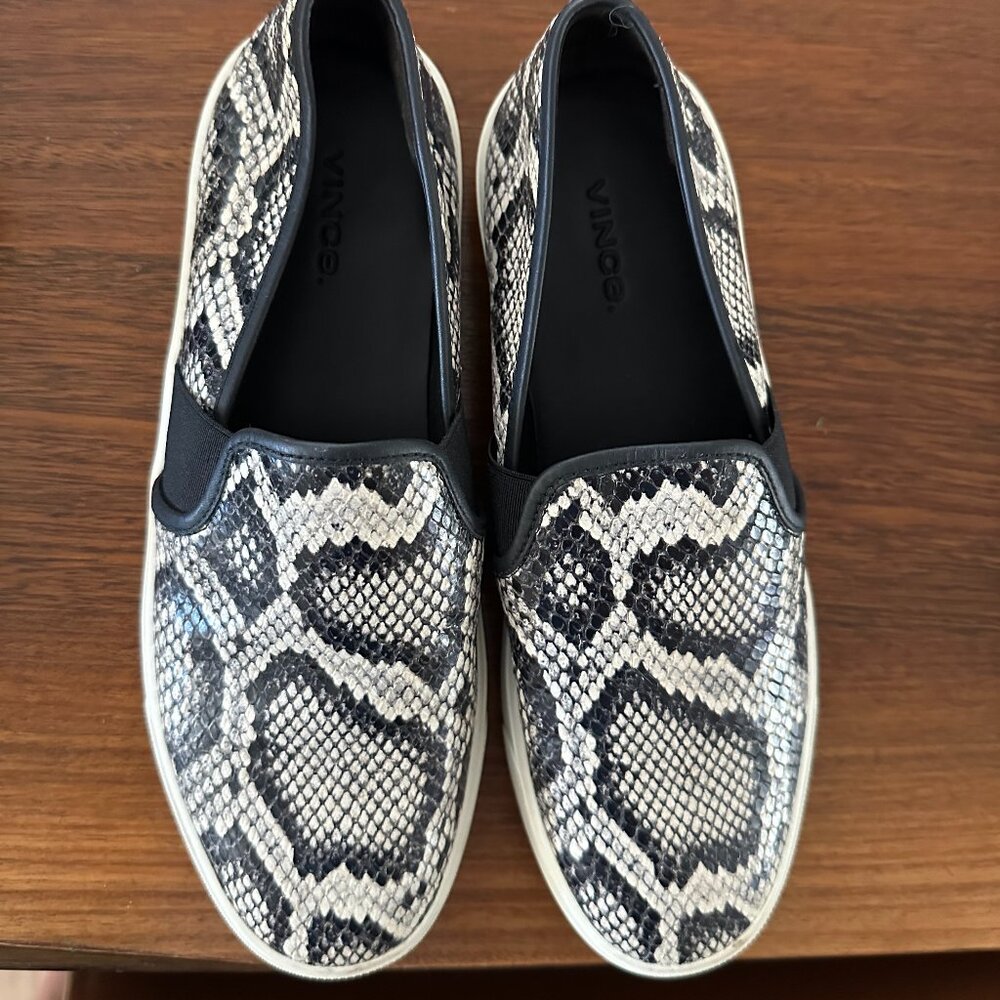 Vince Size 7.5 Blair Snakeskin Platform Leather Sneaker Shoes Slip On Womens